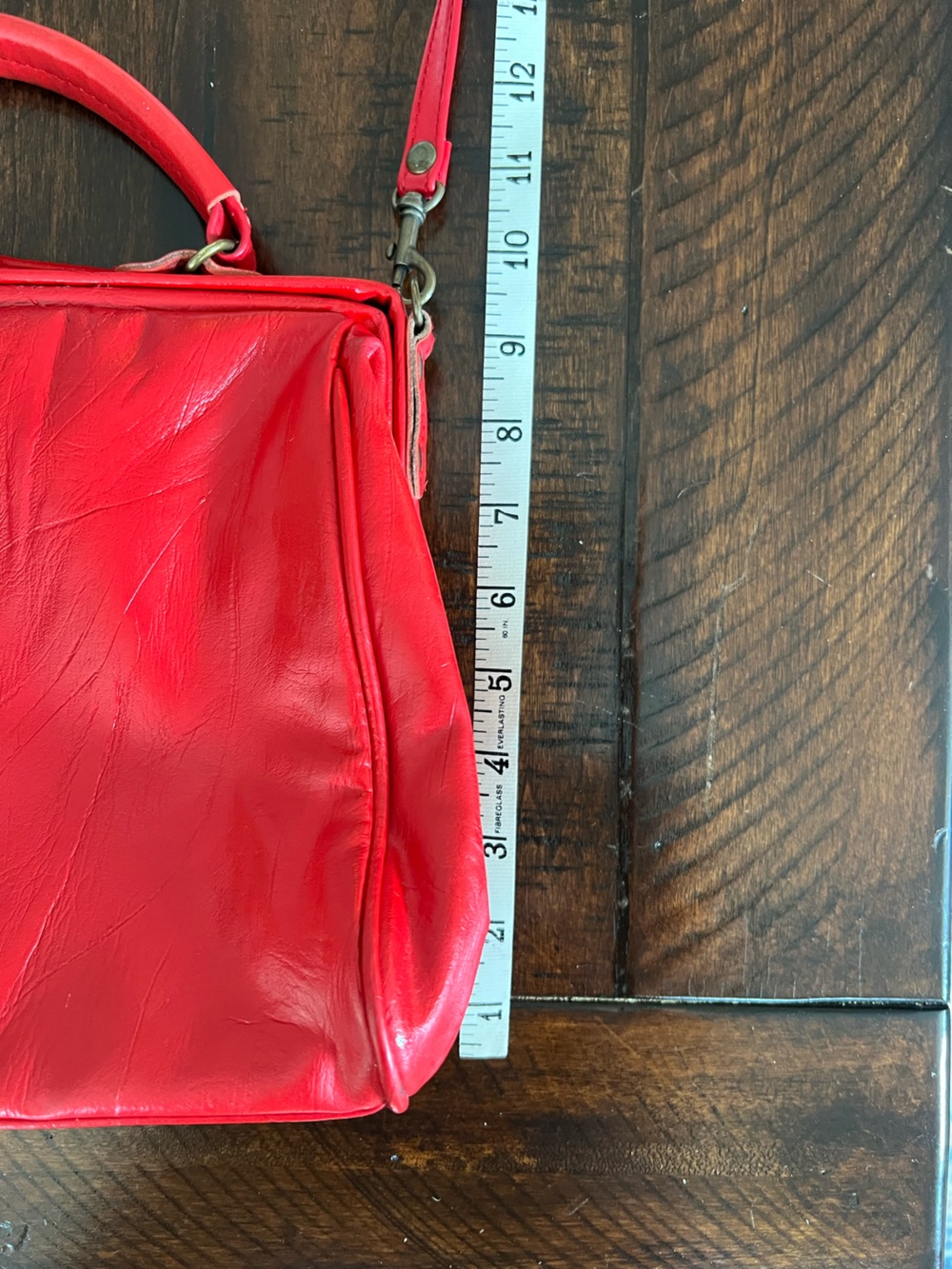 Vintage Capezio Red Leather Doctor Bag Satchel Crossbody Top Handle Purse - Picture 8 of 12